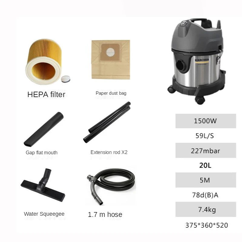 Large 2L Dust Capacity
- Extended 5M Power Cord
- Professional Grade Motor
- Multiple Cleaning Attachments
- International Quality Standards